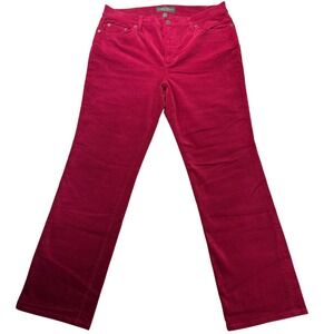 Lauren Ralph Lauren Petite Corduroy Pants Red Straight Leg 12P Raspberry Stretch